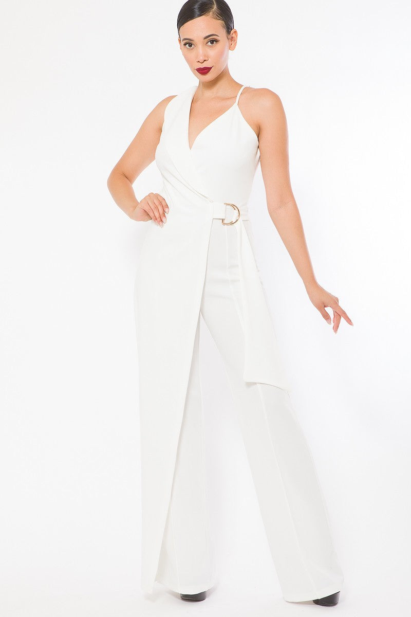 WHITE - Cape Detailed Fashion Jumpsuit - Ships from The US - womens jumpsuit at TFC&H Co.