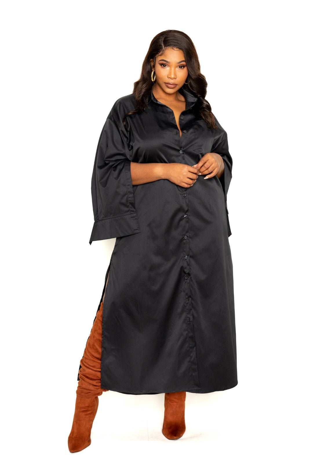 - Cape Sleeve Shirt Dress Voluptuous (+) Plus Size- 2 colors - Ships from The US - womens dress at TFC&H Co.