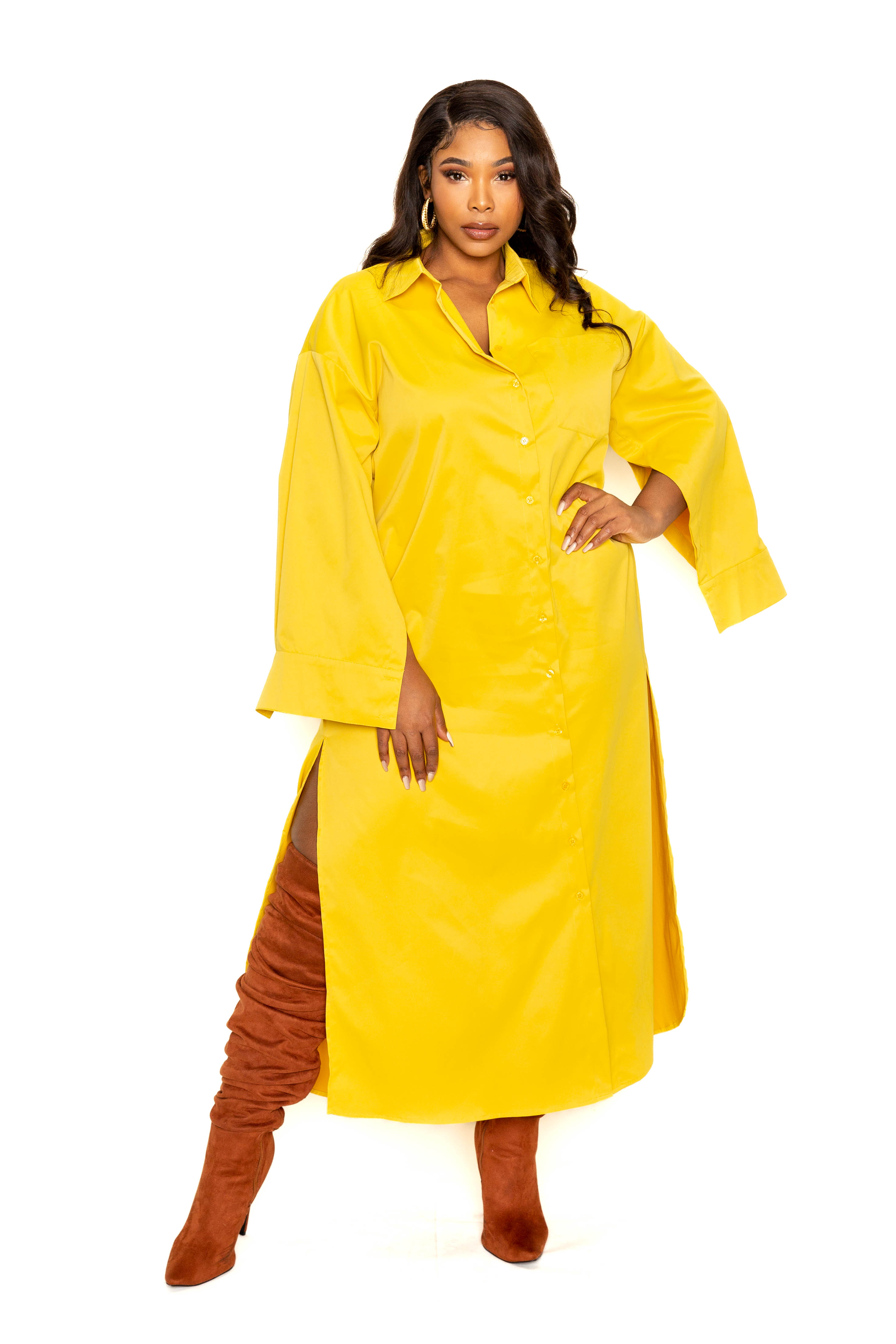 - Cape Sleeve Shirt Dress Voluptuous (+) Plus Size- 2 colors - Ships from The US - womens dress at TFC&H Co.