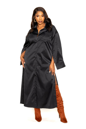 BLACK - Cape Sleeve Shirt Dress Voluptuous (+) Plus Size- 2 colors - Ships from The US - womens dress at TFC&H Co.