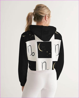 Capricorn Moon Womens Cropped Hoodie - women's cropped hoodie at TFC&H Co.