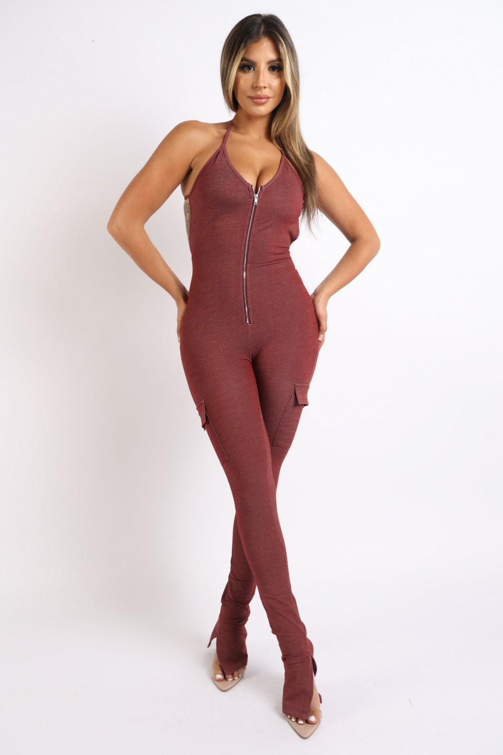 BRICK - Cargo Halter Jumpsuit - Ships from The US - womens jumpsuit at TFC&H Co.
