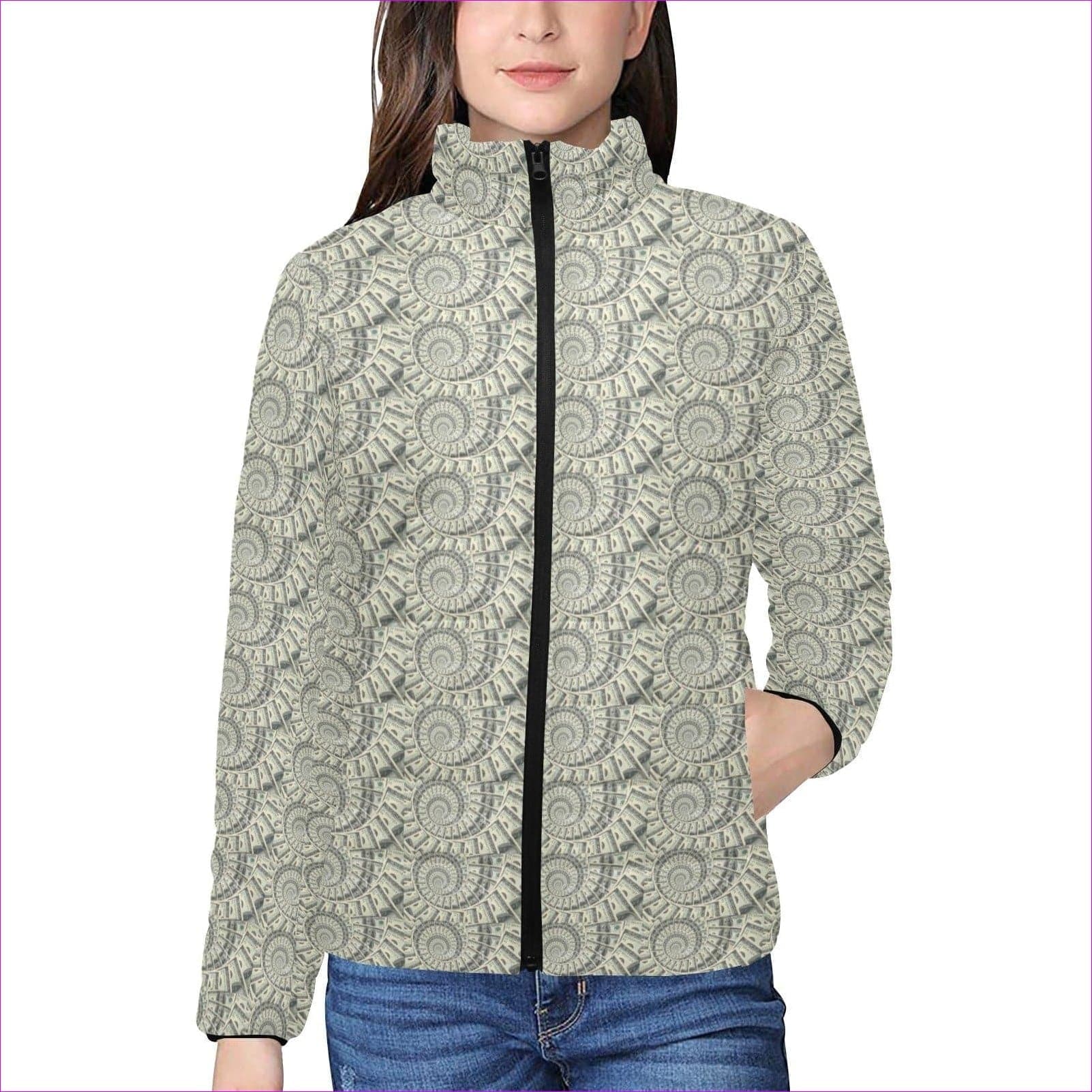 Cash Bomber Womens Stand Collar Padded Lightweight Bomber Jacket - women's bomber Jackets at TFC&H Co.