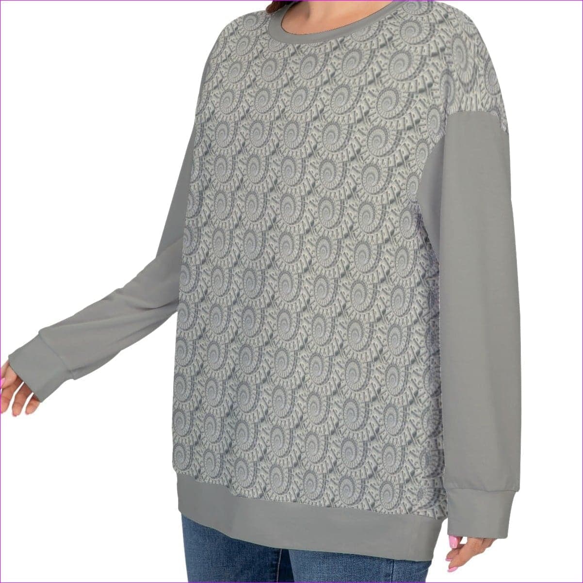 Cash Women’s O-neck Drop-shoulder Sweatshirt Voluptuous (+) Plus Size - women's sweatshirt at TFC&H Co.