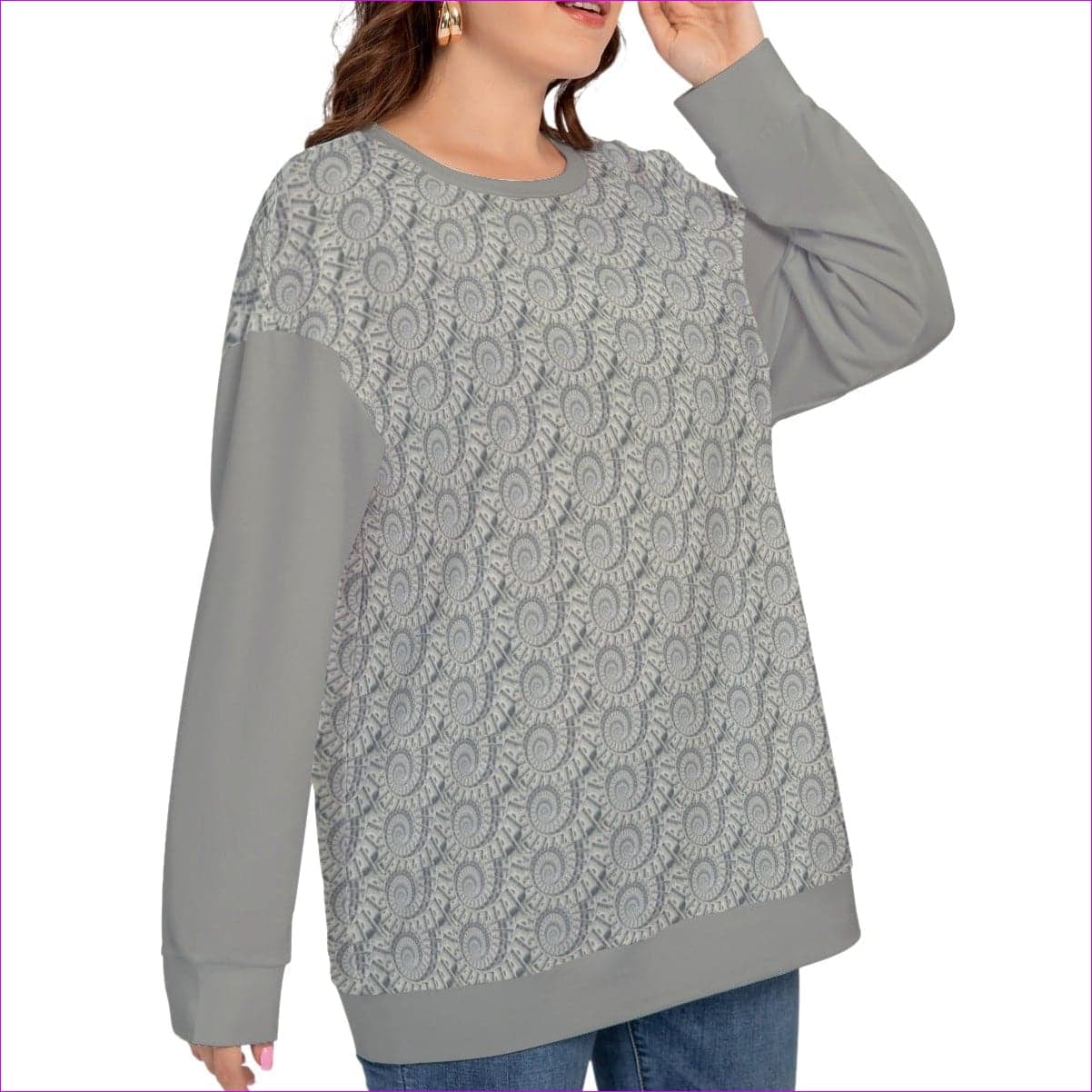 Cash Women’s O-neck Drop-shoulder Sweatshirt Voluptuous (+) Plus Size - women's sweatshirt at TFC&H Co.