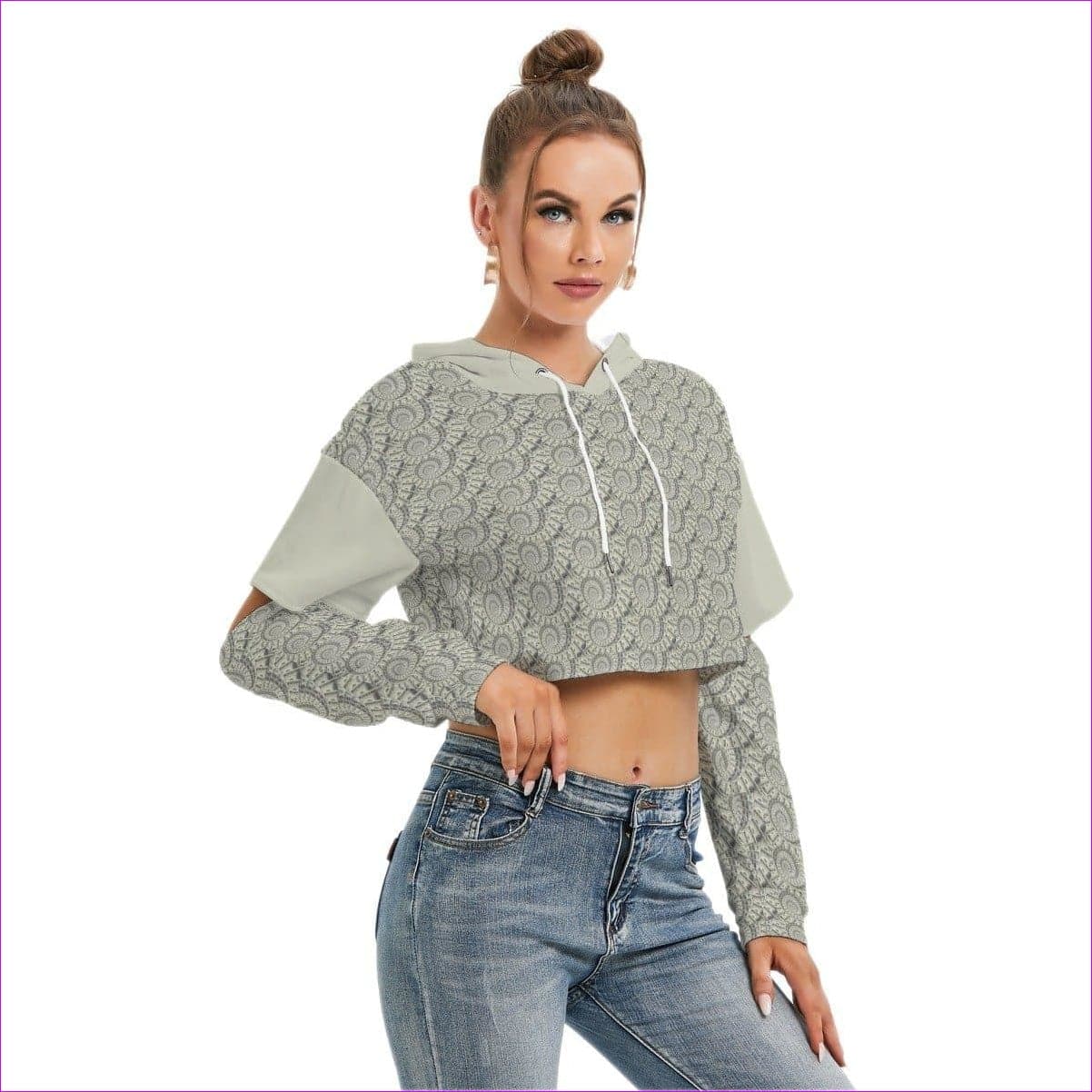 Cash Womens Cropped Hoodie With Hollow Out Sleeve - women's cropped hoodie at TFC&H Co.