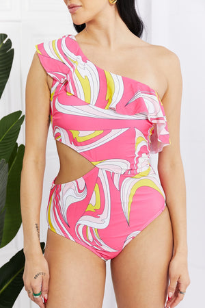 - Marina West Swim Vitamin C Asymmetric Cutout Ruffle One Piece Swimsuit in Pink - Ships from The US - womens one piece swimsuit at TFC&H Co.