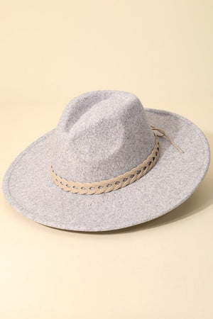 MID GRAY ONE SIZE - Fame Woven Together Braided Strap Fedora - Ships from The US - Hats at TFC&H Co.