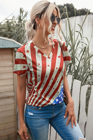 - Star and Stripes V-Neck Tee - womens t-shirt at TFC&H Co.