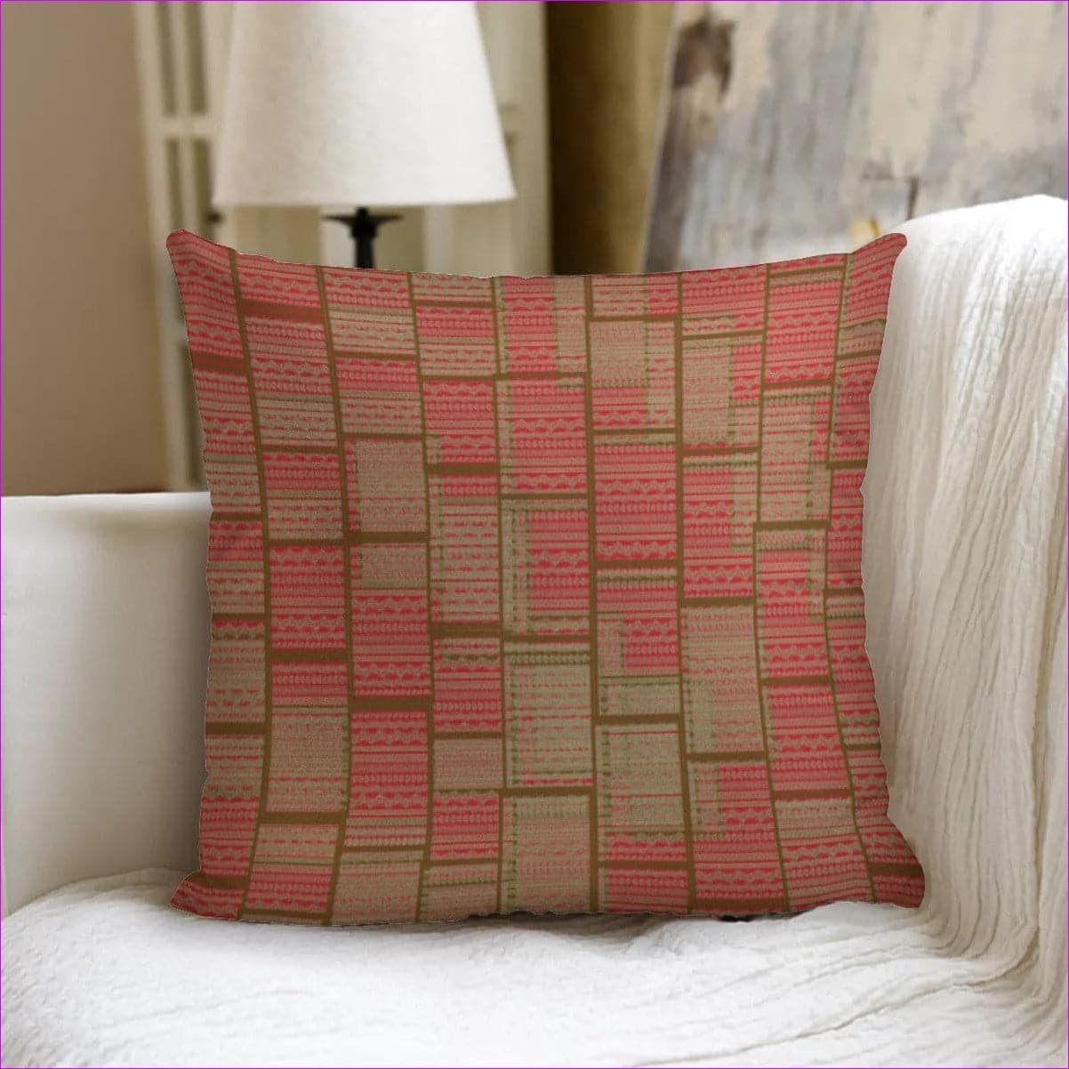 Red Chained 2 Couch Pillow with Pillow Inserts - throw pillow at TFC&H Co.