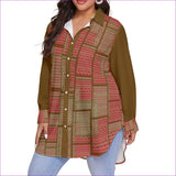 Red - Chained 2 Womens Long Sleeve Button-Up Voluptuous (+) Plus Size Shirt - womens button-up shirt at TFC&H Co.