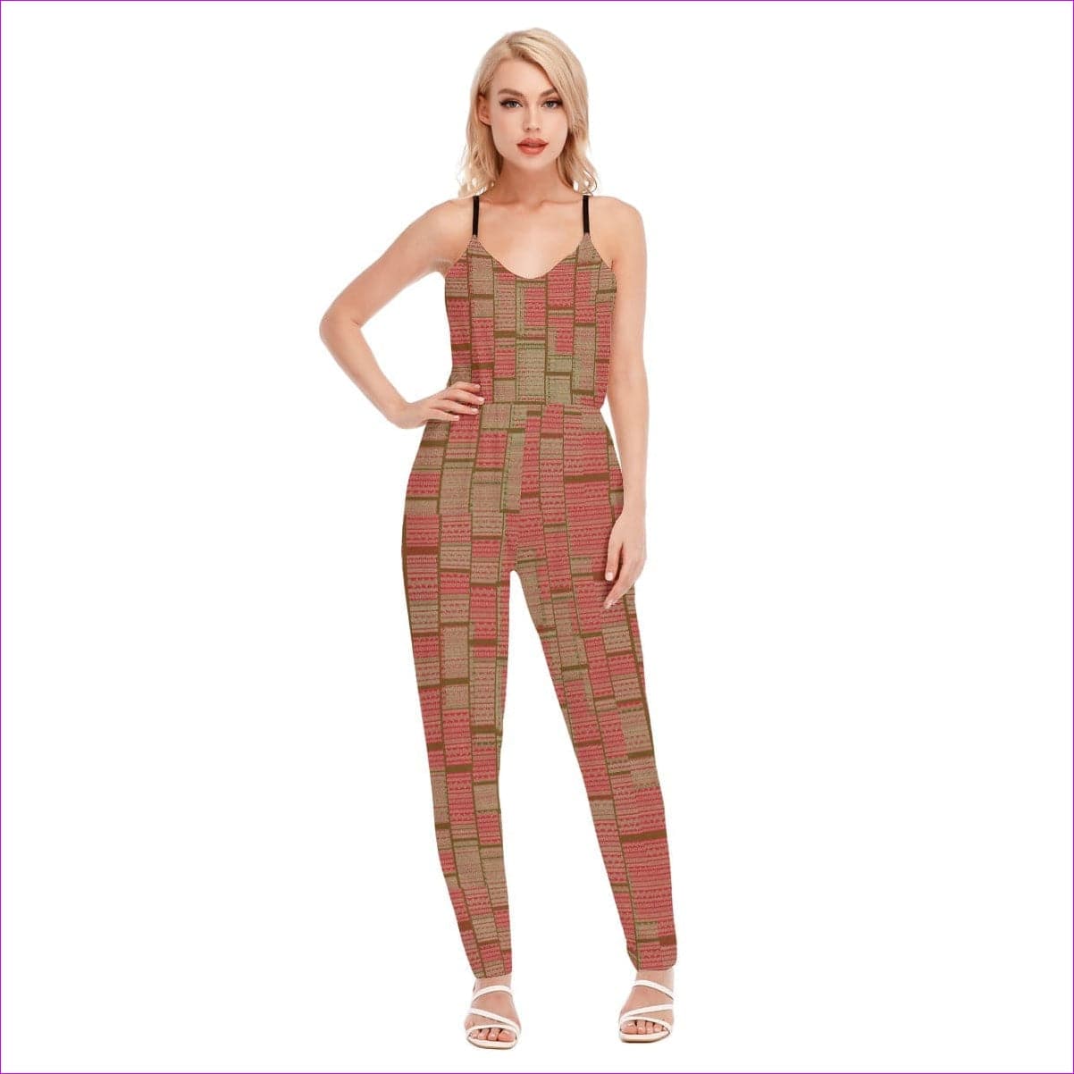 Red - Chained 2 Womens V-neck Cami Jumpsuit - womens jumpsuit at TFC&H Co.
