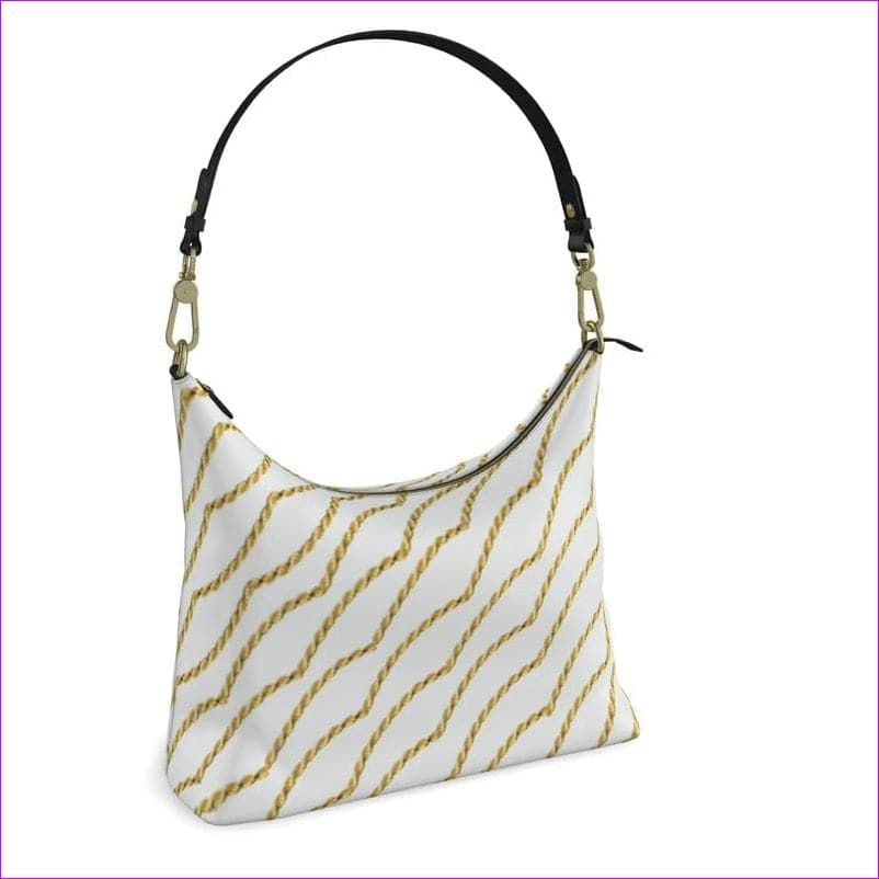 - Chained Authentic White Leather Luxury Square Hobo Bag - handbag at TFC&H Co.