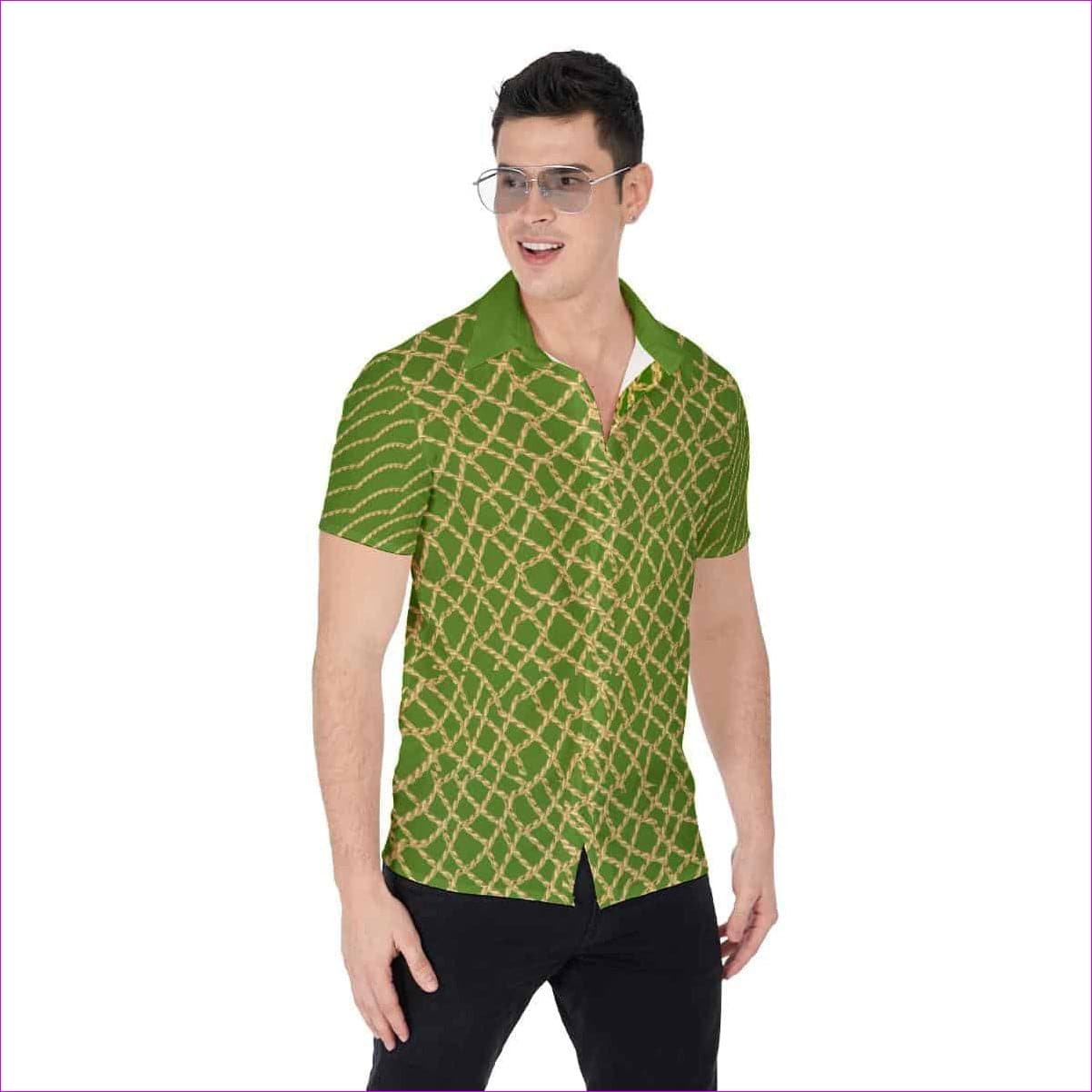 Chained Men's Button - Green - men's button-up shirt at TFC&H Co.
