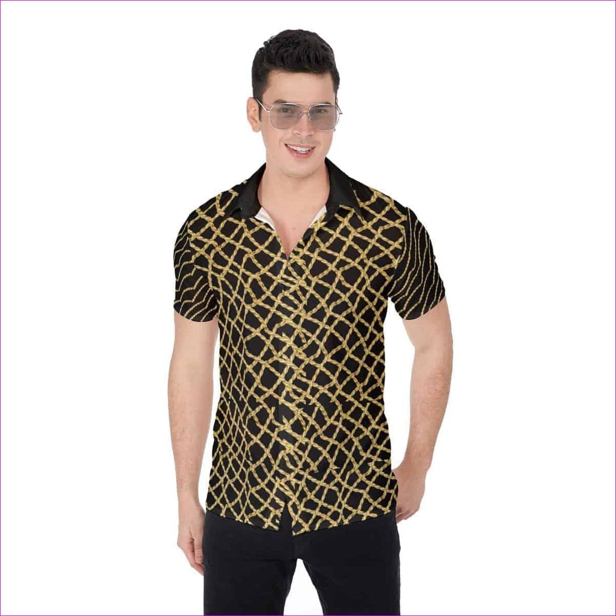 Black - Chained Men's Button-Up - mens button-up shirt at TFC&H Co.