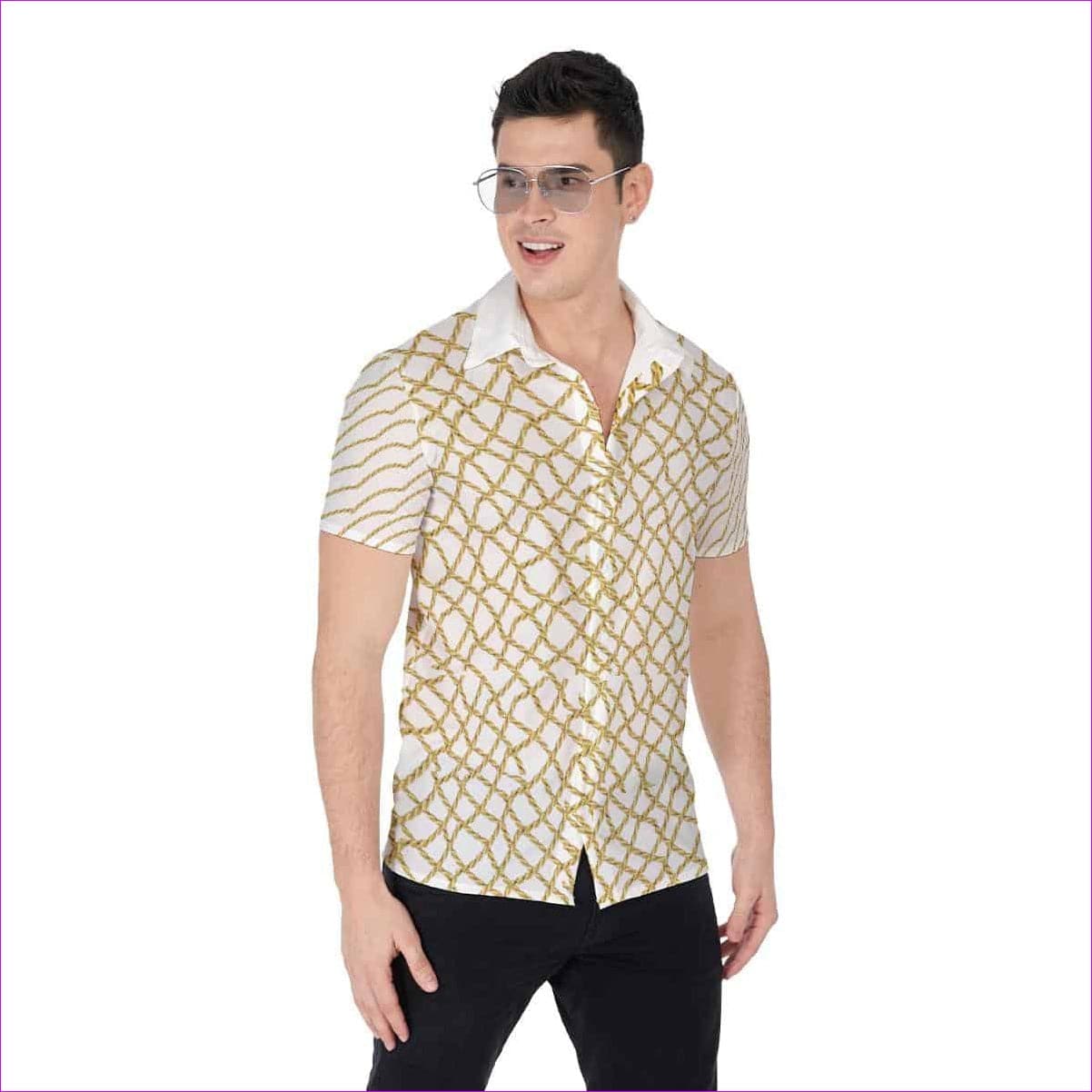 Chained Men's Button-Up - White - men's button-up shirt at TFC&H Co.