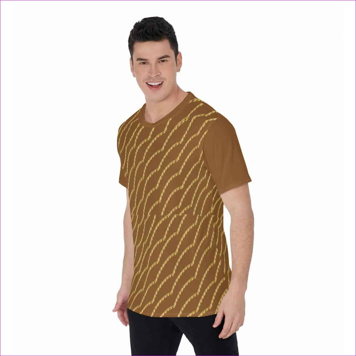 Brown Chained Men's O-Neck T-Shirt - Brown - Men's T-Shirts at TFC&H Co.