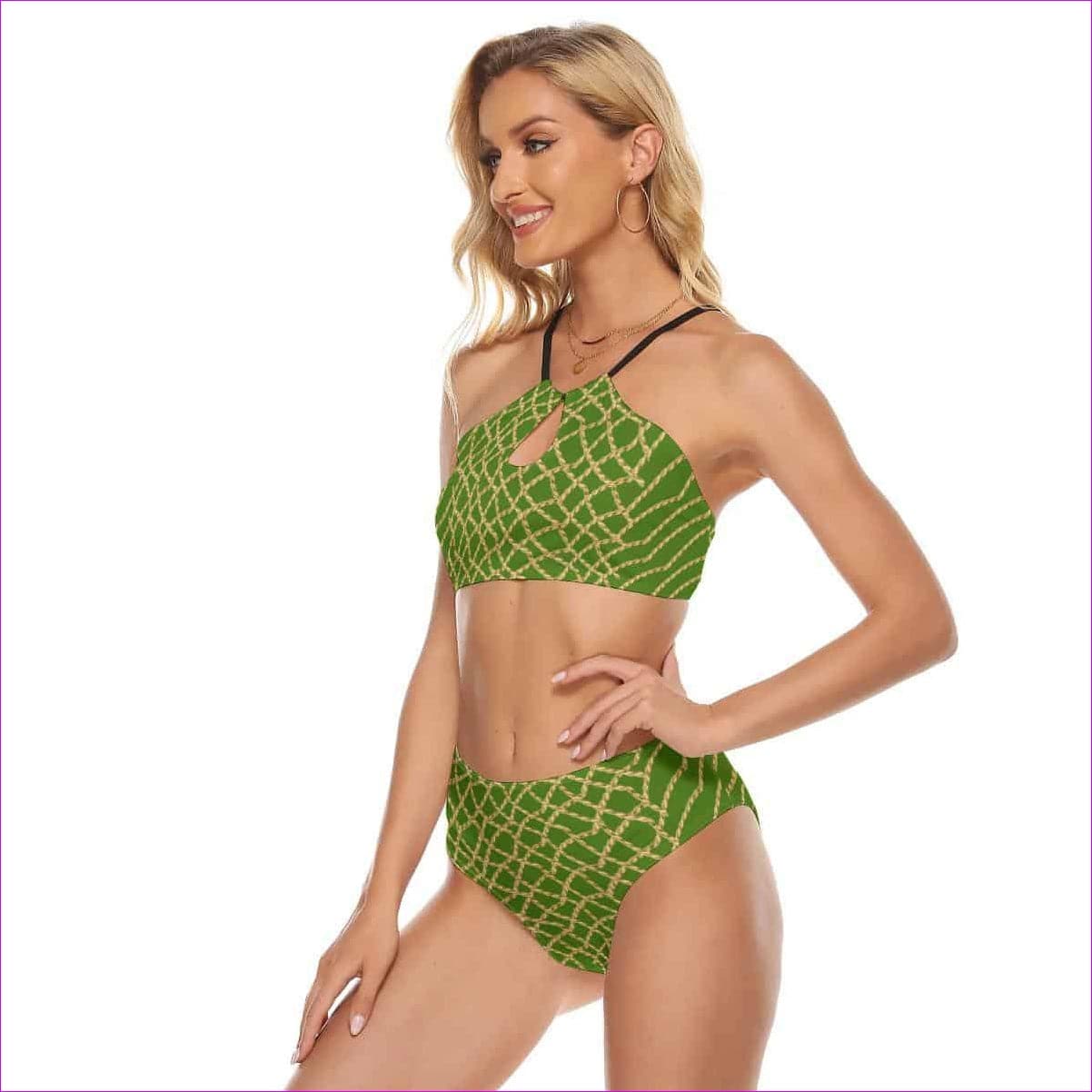 green Chained Womens Cami Swimsuit - Green - women's swimsuit at TFC&H Co.