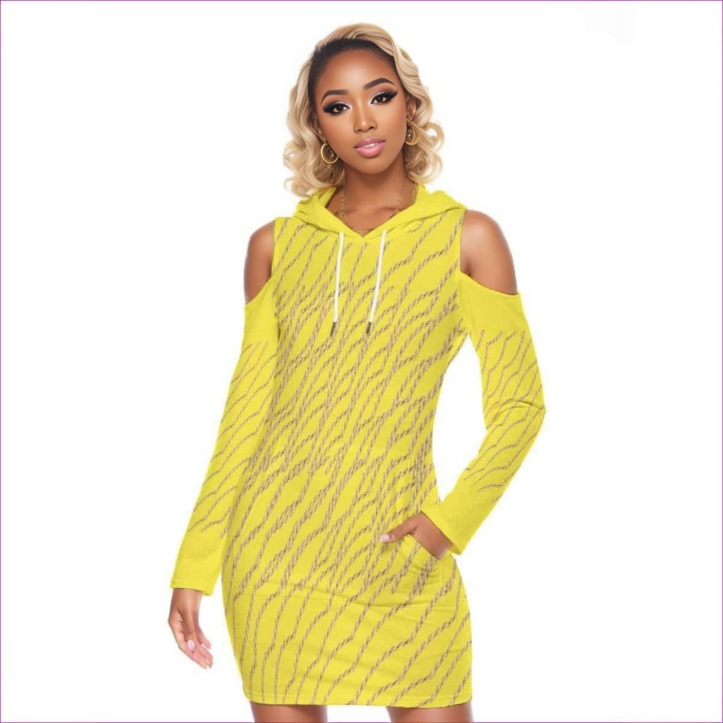 yellow Chained Womens Cut Shoulder Dress - women's dress at TFC&H Co.