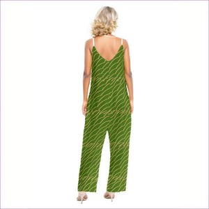 green Chained Womens Loose Cami Jumpsuit - women's jumpsuit at TFC&H Co.
