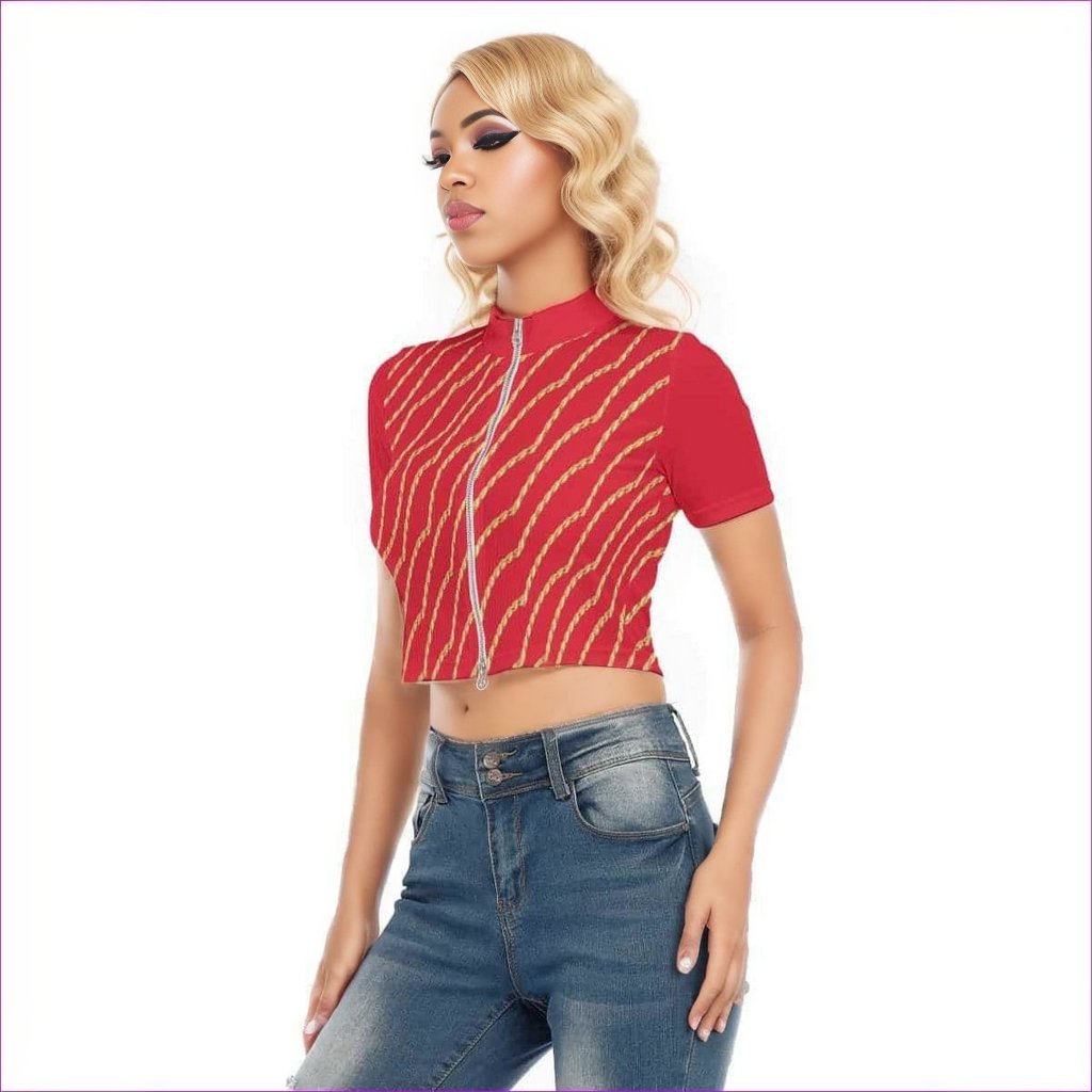 - Chained Womens Short Sleeve T-shirt With Zipper - womens top at TFC&H Co.