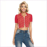 red - Chained Womens Short Sleeve T-shirt With Zipper - womens top at TFC&H Co.