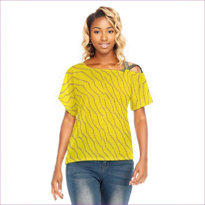 yellow Chained Womens T-shirt With Gold Shoulder Band - women's top at TFC&H Co.