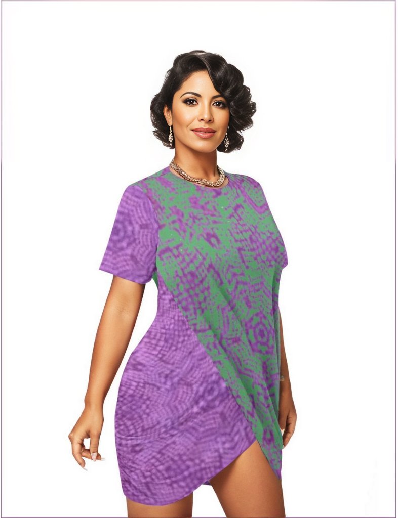 Chameleon Snake Women’s Stacked Hem Dress With Short Sleeve Voluptuous (+) Plus Size - women's dress at TFC&H Co.