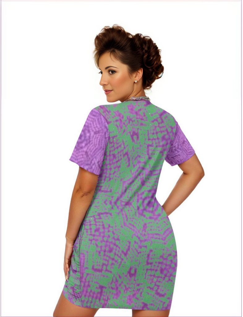 Chameleon Snake Women’s Stacked Hem Dress With Short Sleeve Voluptuous (+) Plus Size - women's dress at TFC&H Co.
