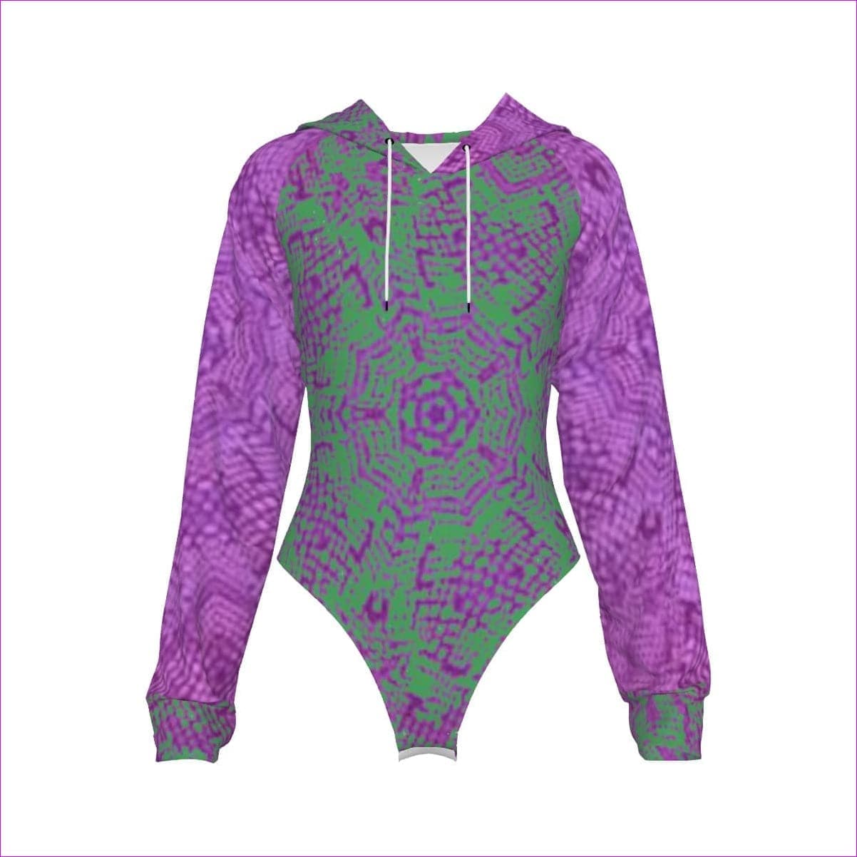 Purple - Chameleon Snake Womens Raglan Sleeve Hooded Bodysuit - womens bodysuit at TFC&H Co.