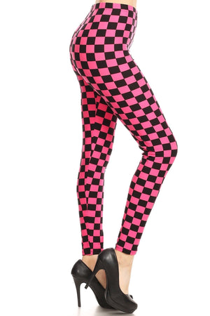 MULTI - Checkered Printed High Waisted Leggings - Ships from The US - womens leggings at TFC&H Co.