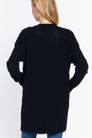 BLACK - Chenille Sweater Cardigan - 3 colors - Ships from The US - womens cardigan at TFC&H Co.