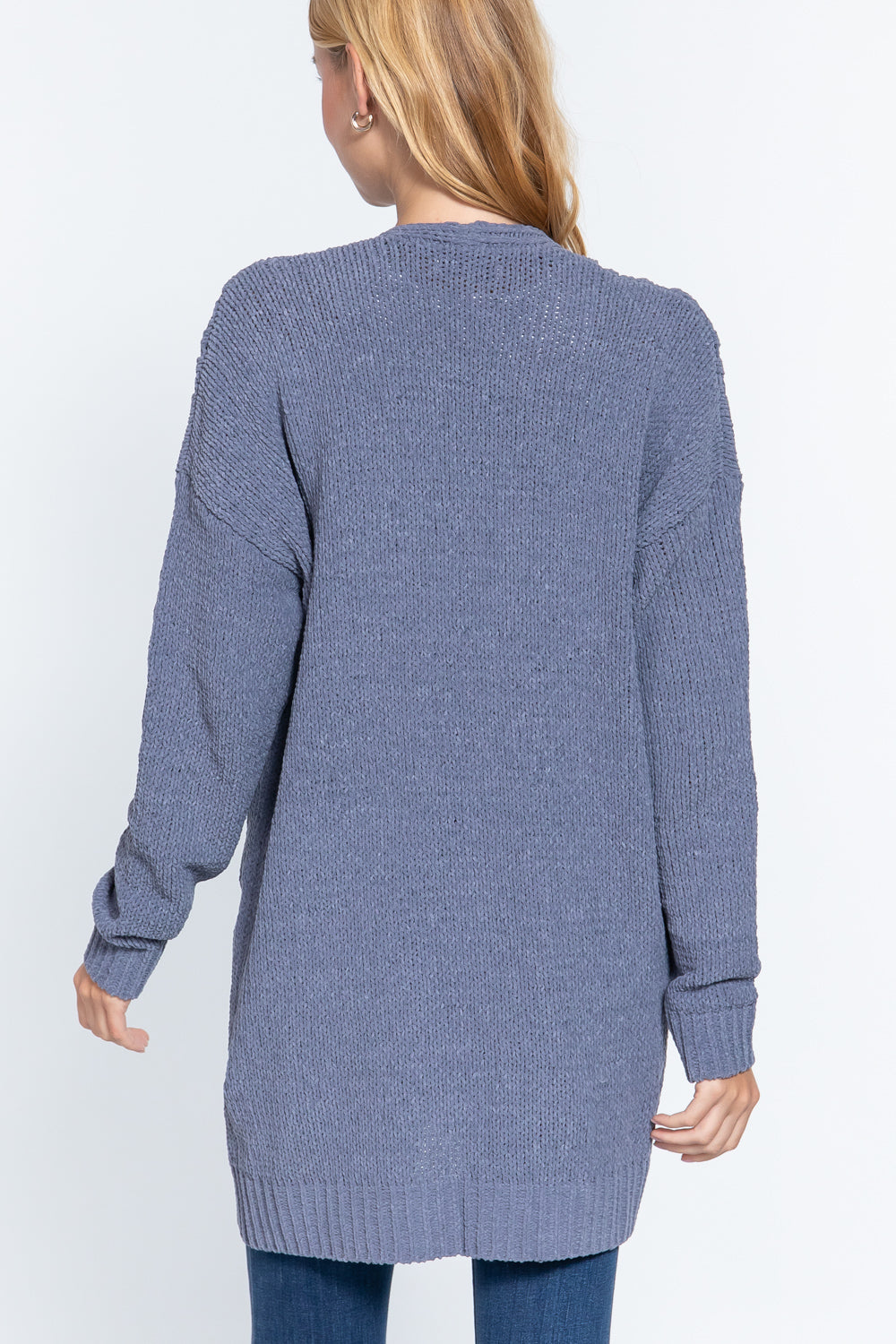 GREYISH BLUE Chenille Sweater Cardigan - 3 colors - Ships from The US - women's cardigan at TFC&H Co.
