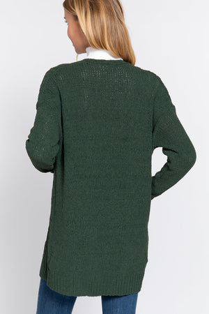 GLOOMY GREEN Chenille Sweater Cardigan - 3 colors - Ships from The US - women's cardigan at TFC&H Co.