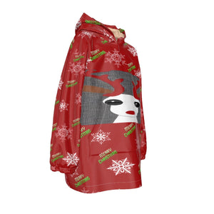 - Christmas Reindeer Kid's Sherpa Fleece Hoodie Christmas Blanket - kids blanket hoodie at TFC&H Co.