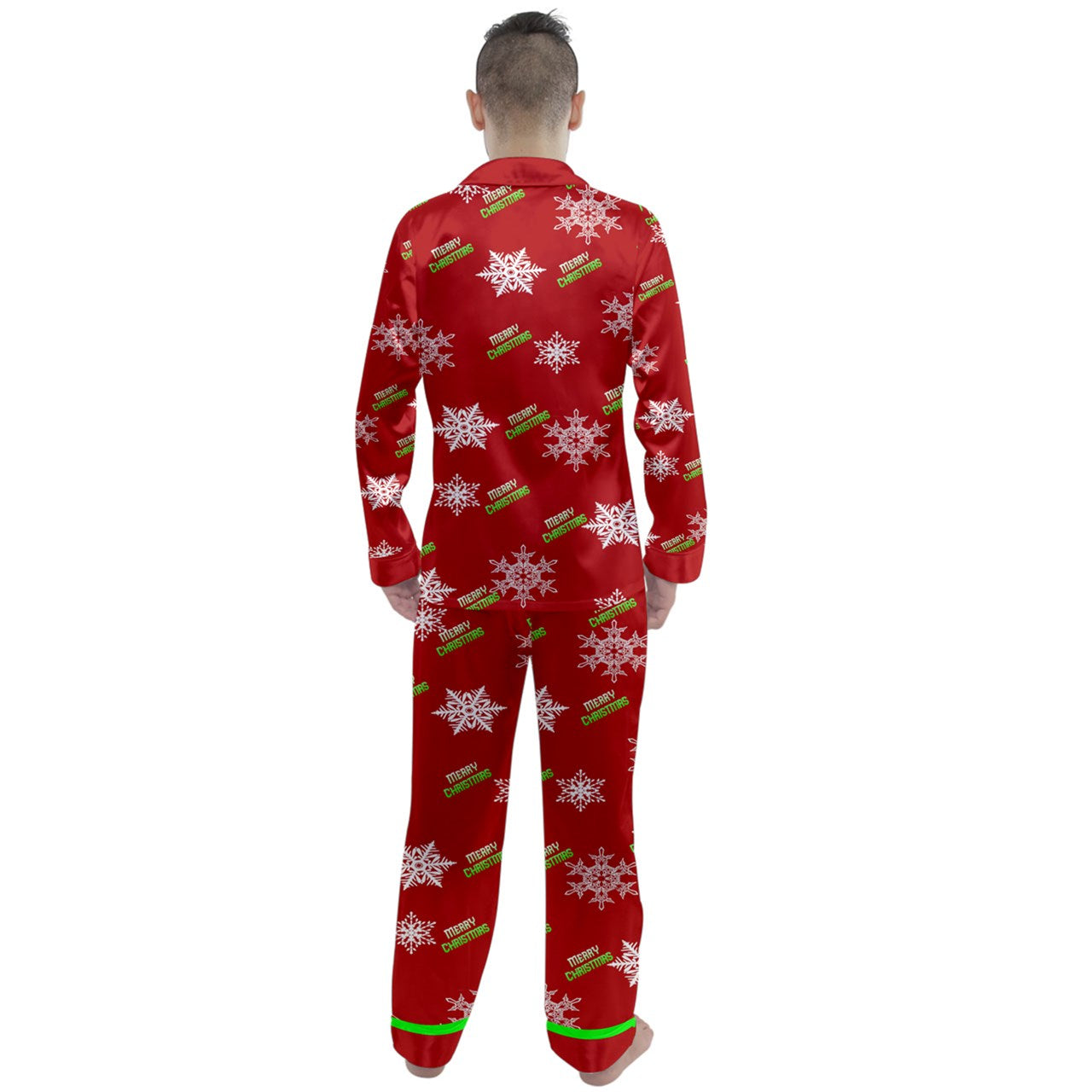 - Christmas Reindeer Men's Long Sleeve Satin Christmas Pajamas Set - mens pajama-sets at TFC&H Co.