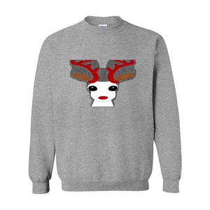 Gray - Christmas Reindeer Unisex Gildan 18000 Christmas Sweatshirt - unisex sweatshirt at TFC&H Co.