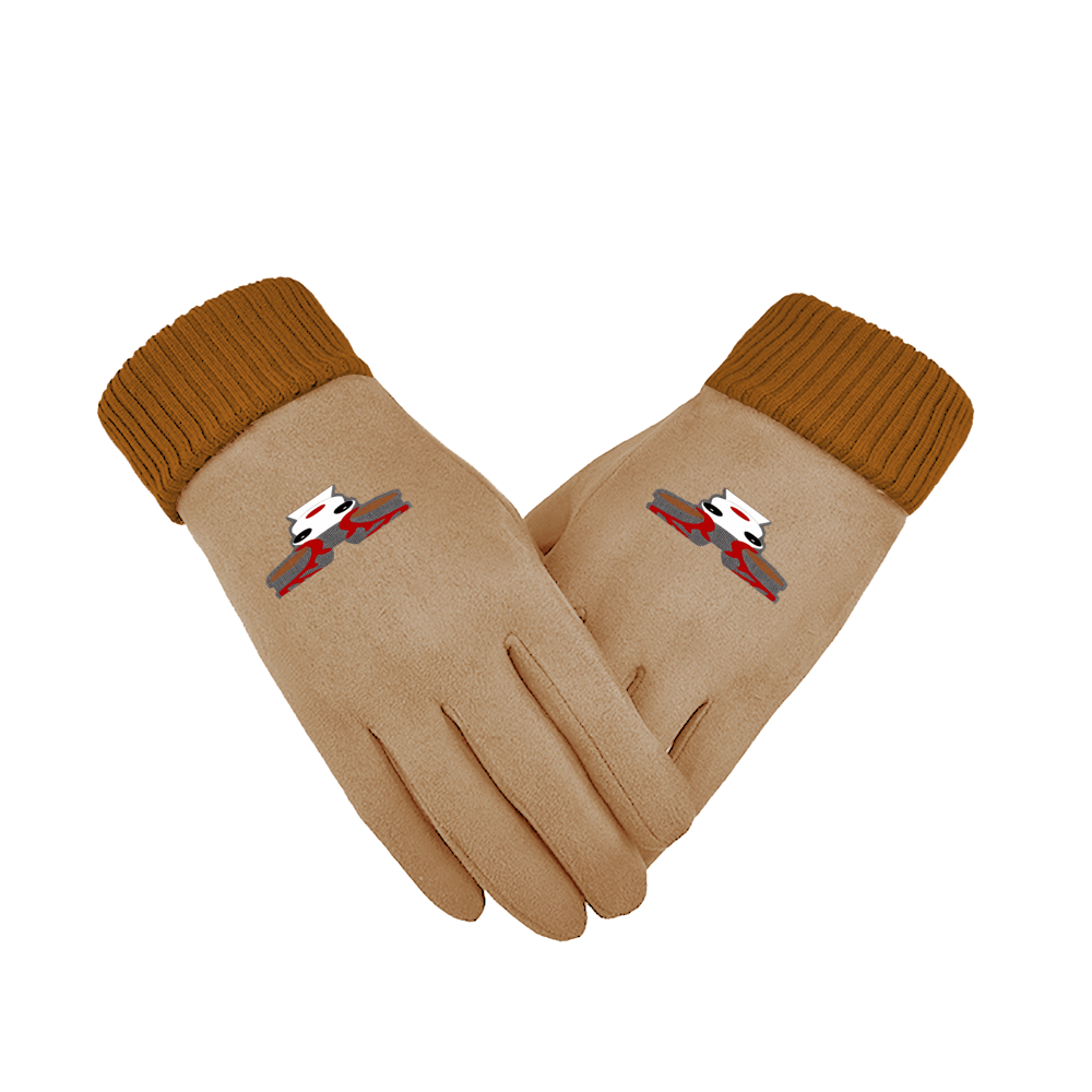 Khaki - Christmas Reindeer Unisex Suede Fabric Christmas Gloves - 5 colors - gloves at TFC&H Co.