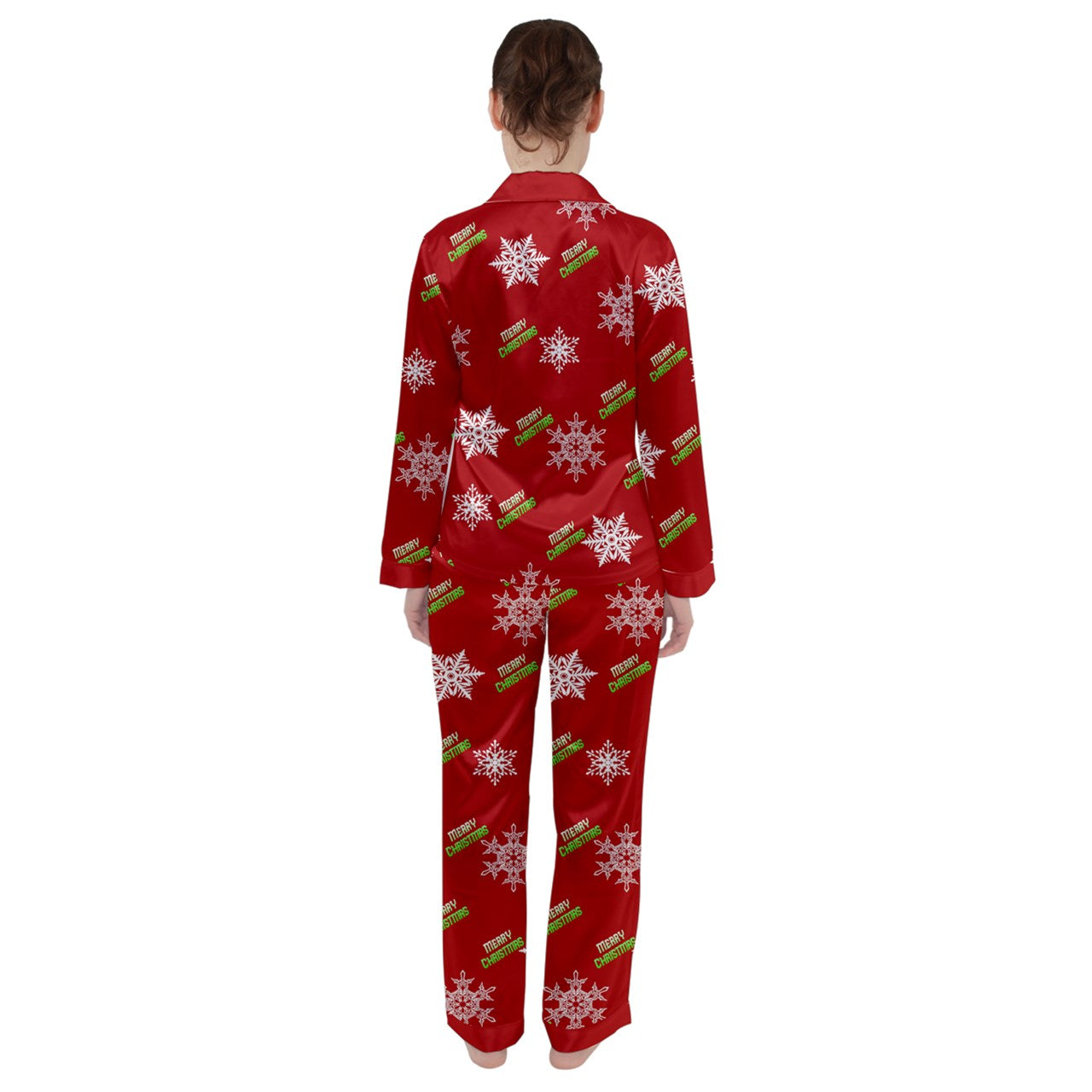 - Christmas Reindeer Women's Satin Long Sleeve Christmas Pajamas Set - womens pajama-sets at TFC&H Co.