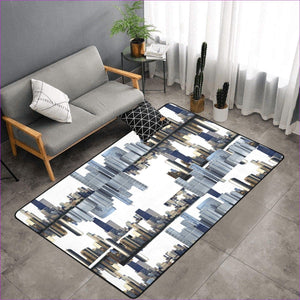 One Size city doubled-white Area Rug with Black Binding 7'x5' - City Blocks Area Rug (4 colors) - area rug at TFC&H Co.