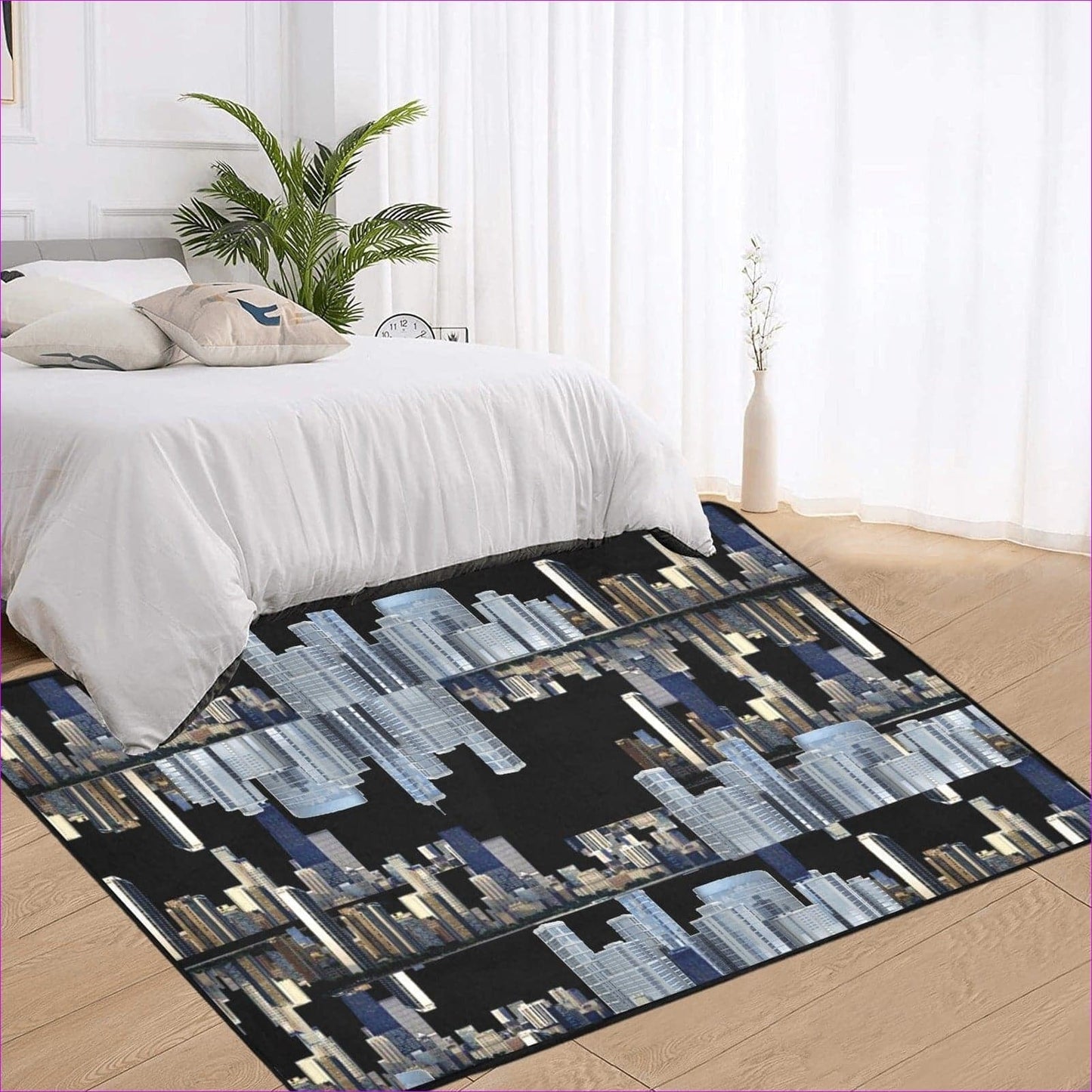 One Size city doubled -gray Area Rug with Black Binding 7'x5' City Blocks Area Rug (4 colors) - area rug at TFC&H Co.
