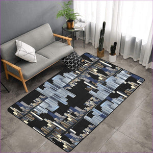 One Size city doubled-black Area Rug with Black Binding 7'x5' - City Blocks Area Rug (4 colors) - area rug at TFC&H Co.
