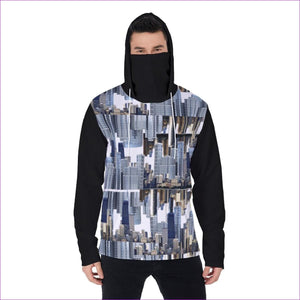 Black - City Blocks Men's Heavy Fleece Hoodie With Mask - mens hoodie with face mask at TFC&H Co.