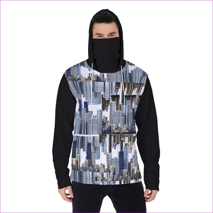 Black City Blocks Men's Heavy Fleece Hoodie With Mask - men's hoodie with face mask at TFC&H Co.