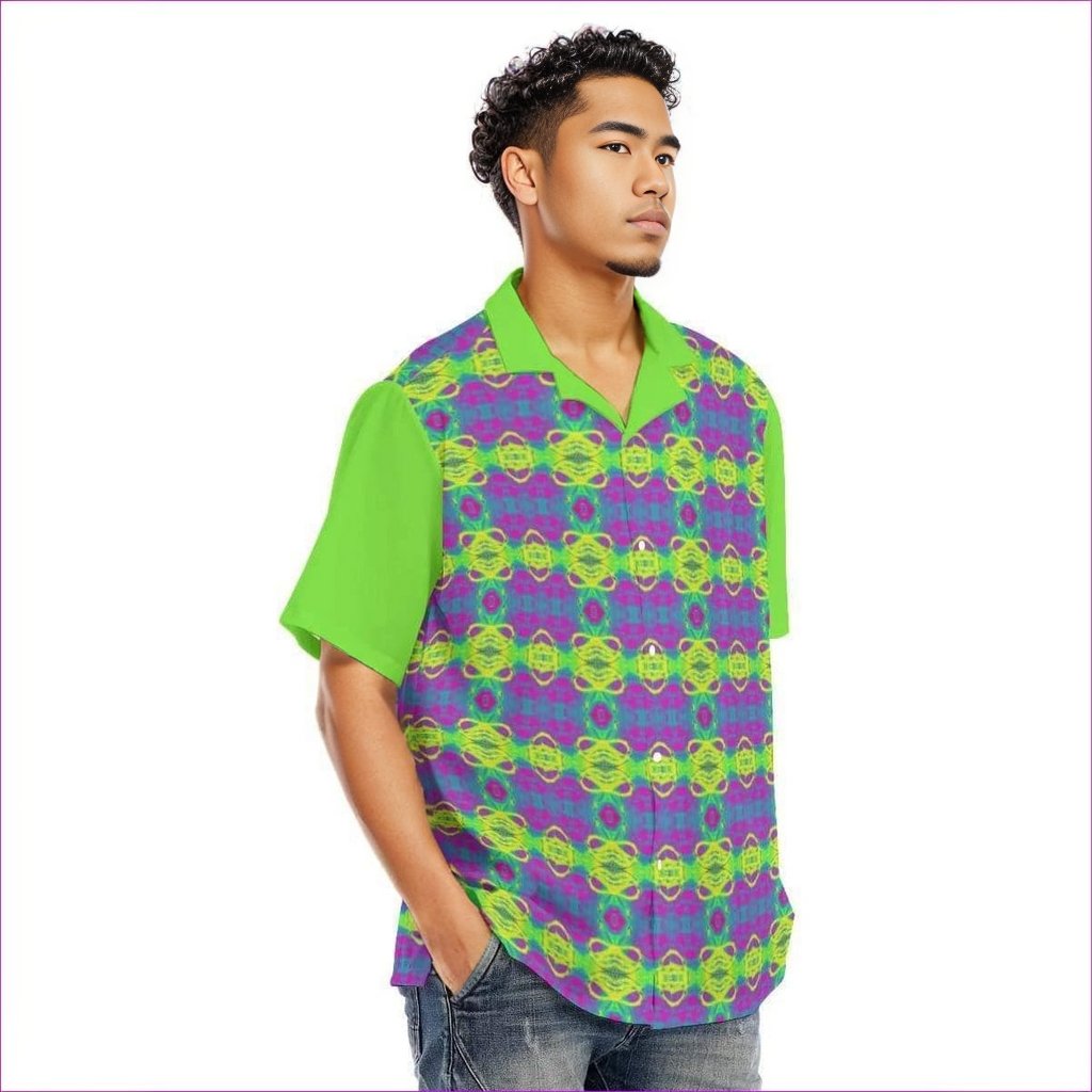 multi-colored - Club Lights Men's Hawaiian Shirt With Button Closure - mens button-up shirt at TFC&H Co.