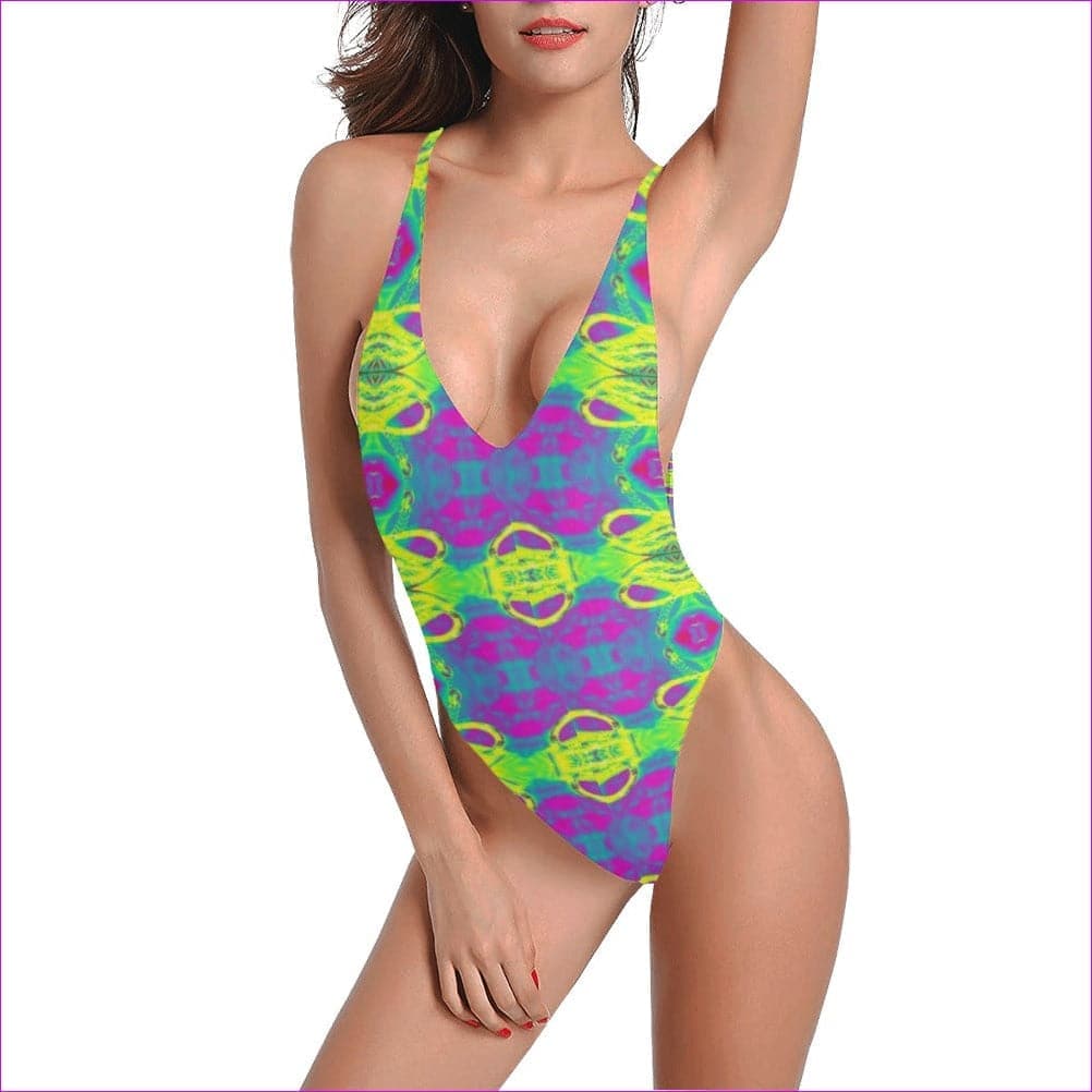 Club Lights Womens Halter Straps Backless Swimsuit - 3 strap options - women's one piece swimsuit at TFC&H Co.