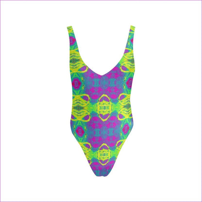 Neon Green Strap Club Lights Womens Halter Straps Backless Swimsuit - 3 strap options - women's one piece swimsuit at TFC&H Co.