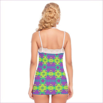 Club Lights Womens Pajama Set With Lace Edge - women's pajama set at TFC&H Co.