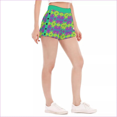 multi-colored - Club Lights Womens Short Pants With Side Button Closure - womens shorts at TFC&H Co.