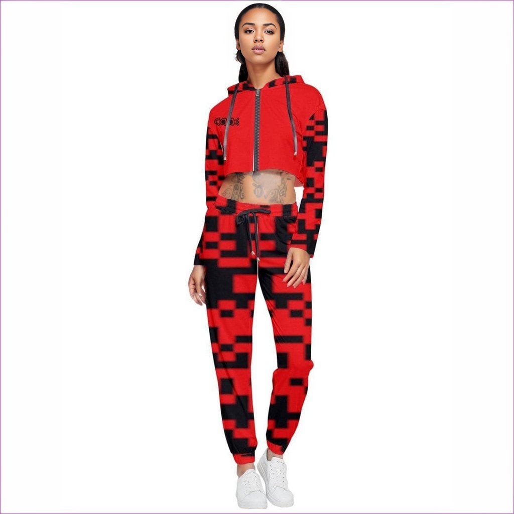 red Code Clothing Cropped Zip Up Lounge Set - 5 colors - women's jogging set at TFC&H Co.
